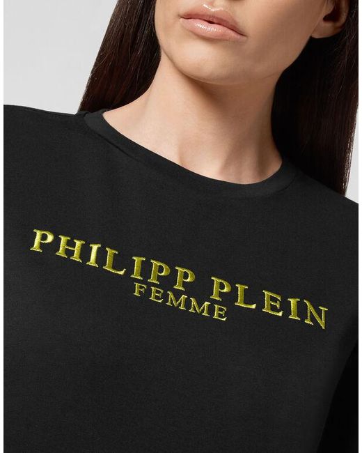Philipp Plein Black Logo Details T-Shirt Dress