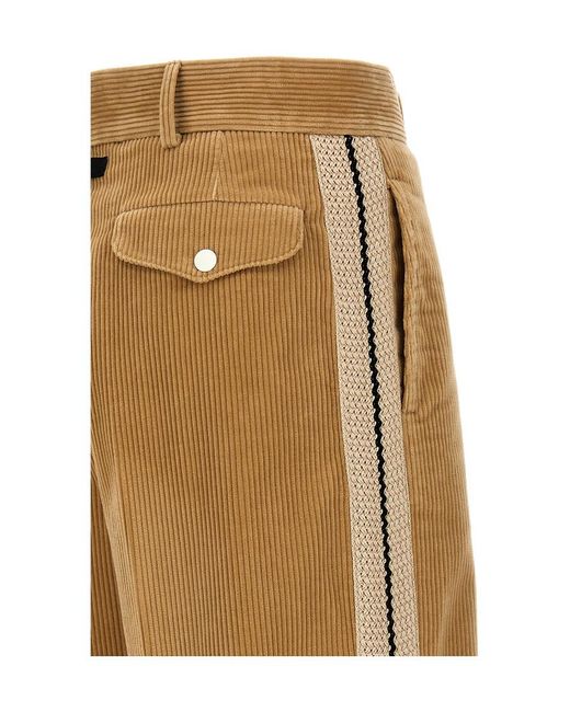 Palm Angels Natural Side Stripe Detailed Corduroy Pants for men