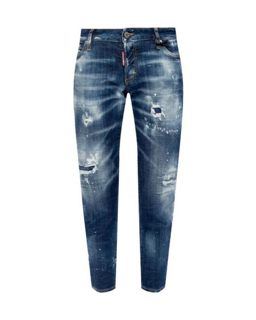 DSquared² Blue Ripped Detailing Cropped Jeans