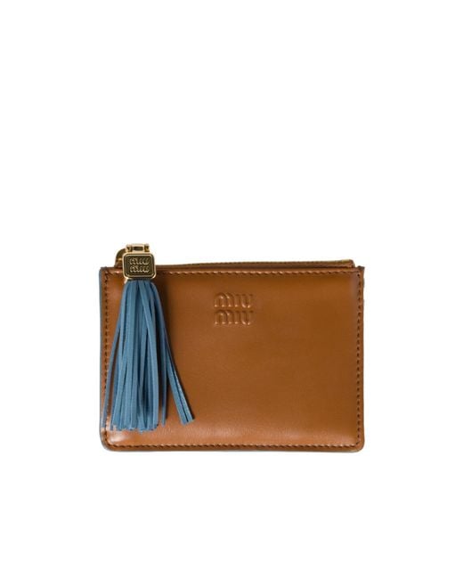 Miu Miu Brown Leather Card Holder