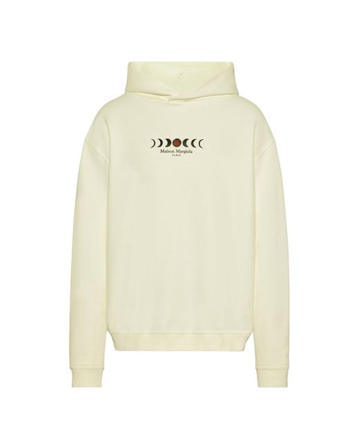 Maison Margiela White Logo Printed Long-Sleeved Hoodie for men