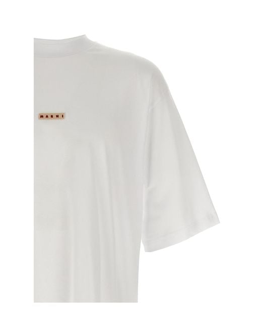Marni White Logo Patch T-Shirt for men