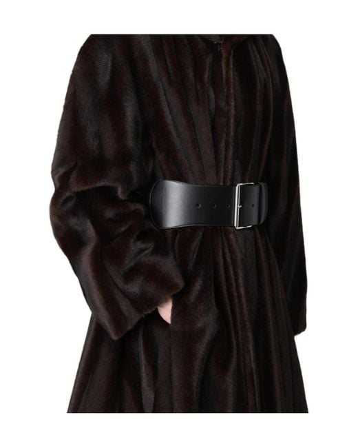 Balenciaga Black A-Line Faux Fur Coat