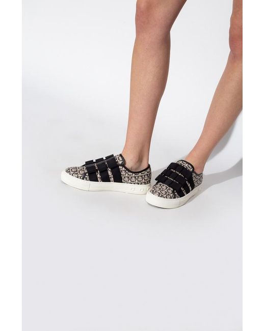 Ferragamo Black Gancini-Pattern Jacquard Sneakers