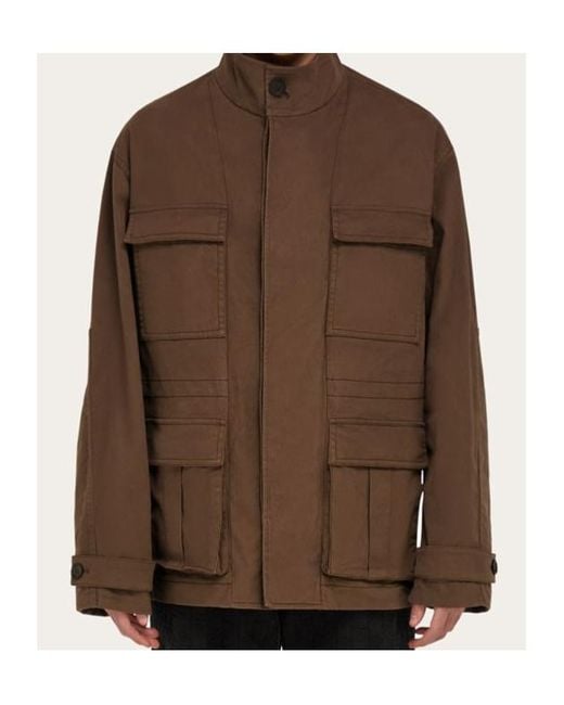 Ferragamo Brown Ferragamo High Neck Concealed Fastened Jacket for men