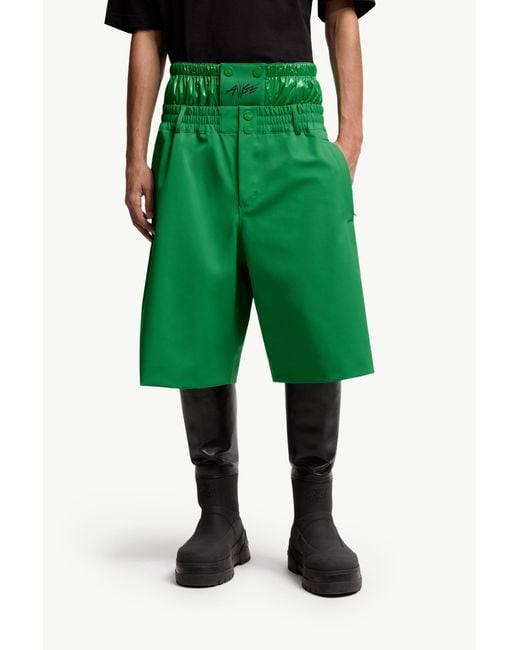 Moncler Green X Asap Rocky Logo Printed Layered Shorts for men