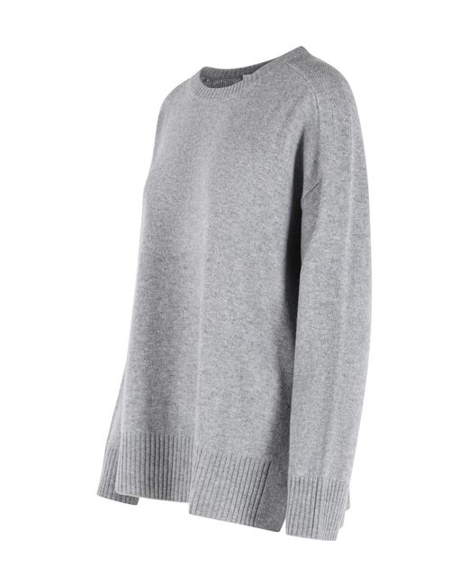 Closed Gray Side-Slit Knitted Sweater