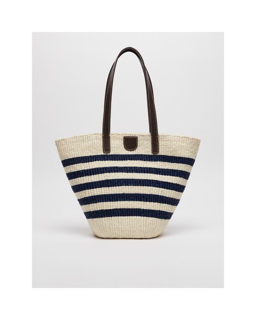 Weekend by Maxmara Blue Large Striped Tote Bag
