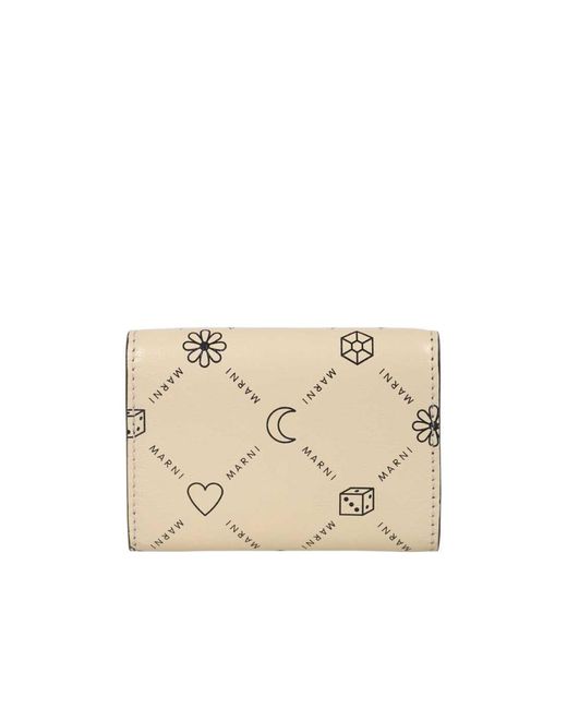 Marni Natural Graphic Logo-Print Cardholder