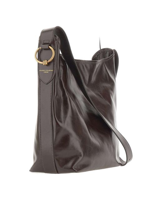 Gianni Chiarini Gray Carla Drawstring Shoulder Bag