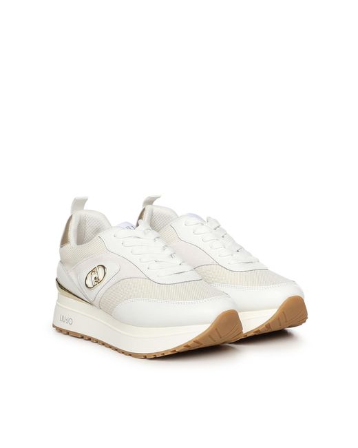 Liu Jo White Platform Logo Low-Top Sneakers