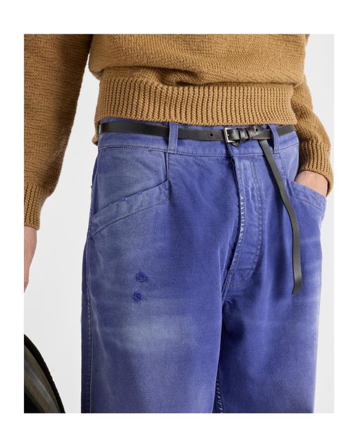 Prada Blue Cotton Twill Pants for men