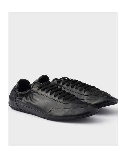 Prada Black Leather Collapse Sneakers for men