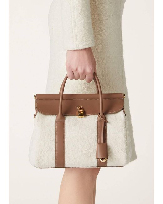 Loro Piana Brown Double Handle Shoulder Bag