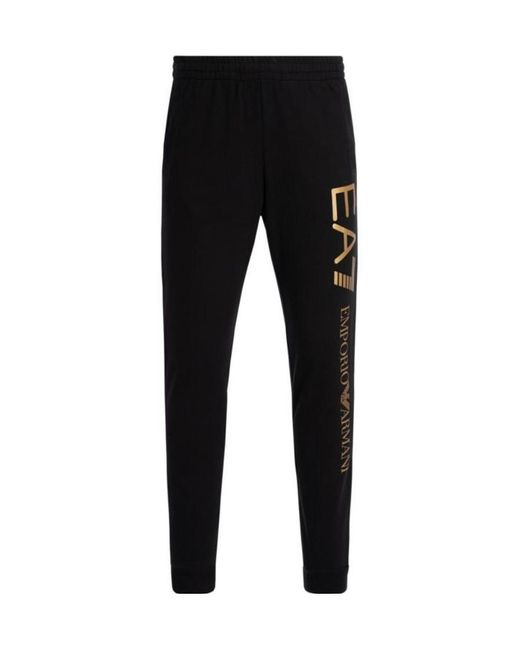 Emporio Armani Blue Logo-Print Cotton Track Trousers for men
