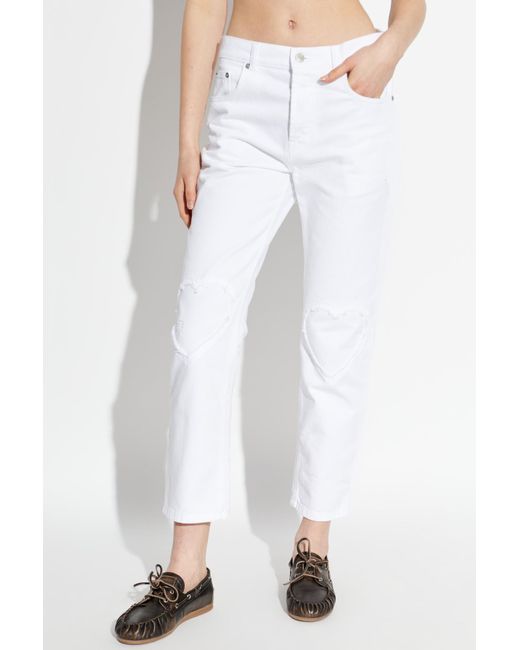 Moschino White Heart Motif Jeans