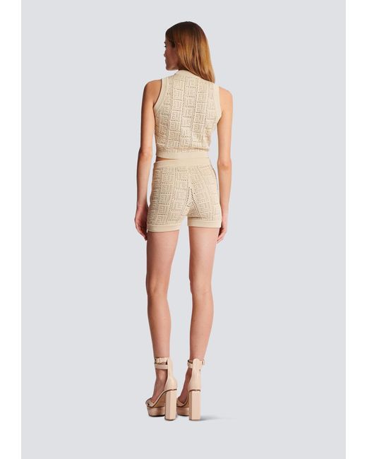 Balmain Natural Monogram Knitted Shorts