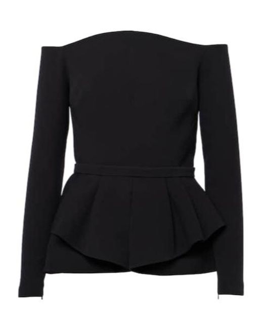 Safiyaa Black Off-Shoulder Crêpe Peplum Top