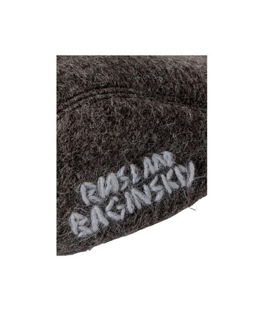 Ruslan Baginskiy Brown Embroidered Wool-Blend Flat Cap