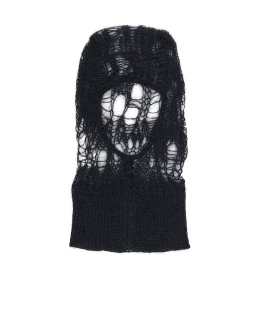 Rick Owens Black Knitted Face Hood for men