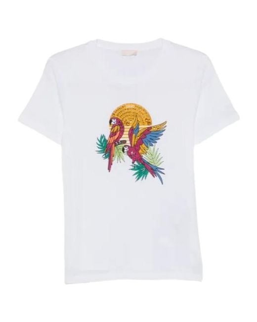 Liu Jo White Embellished Crewneck T-Shirt