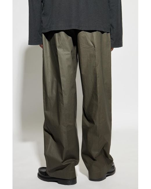 Acne Green Belted Pleated Trousers for men
