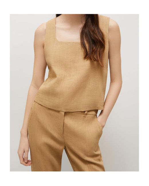 Marella Natural Stretch Viscose And Linen Top