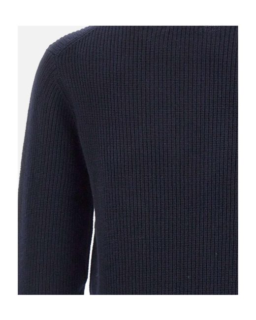 Sun 68 Blue Ribbed Crew Neck Knitted Sweater for men