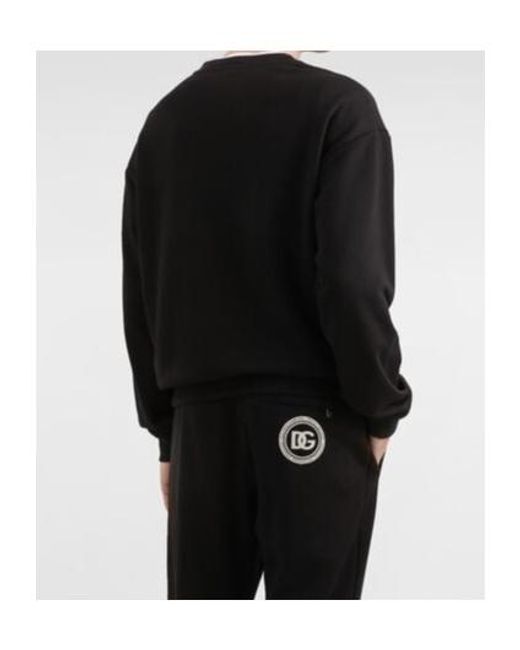 Dolce & Gabbana Black Cotton Logo-Patch Sweatshirt for men