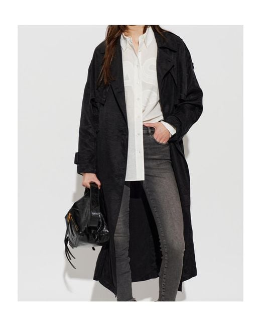 AllSaints Black Linnie Belted Long Coat