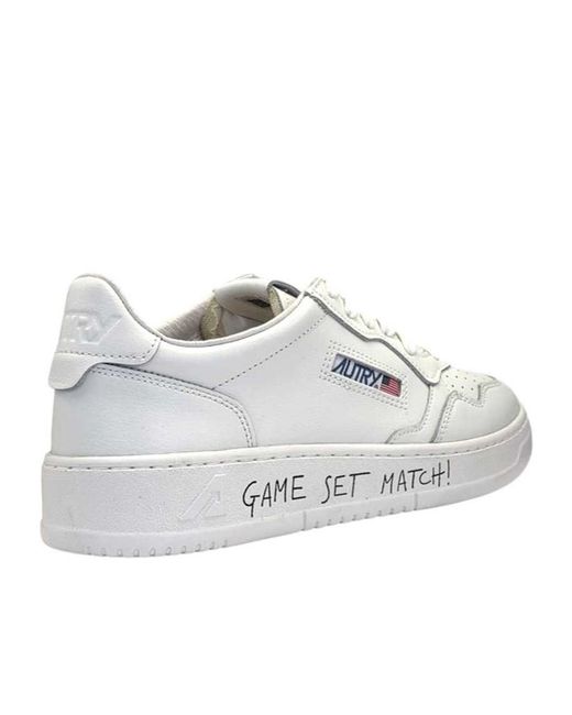 Autry White Medalist Lace-Up Sneakers