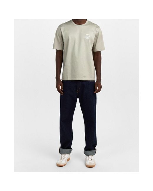 C P Company White Logo Crew Neck T-Shirt for men