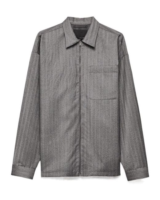 Prada Gray Zip-Up Shirt for men