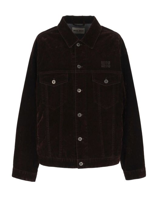 Miu Miu Black Flocked Chambray Jacket