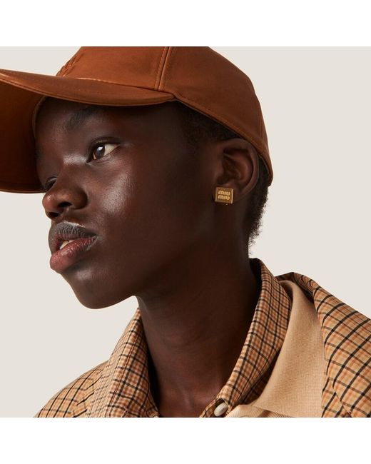 Miu Miu Brown Logo-Debossed Curved Peak Baseball Cap