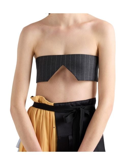 Prada Black Pinstripe Wool Bandeau Top