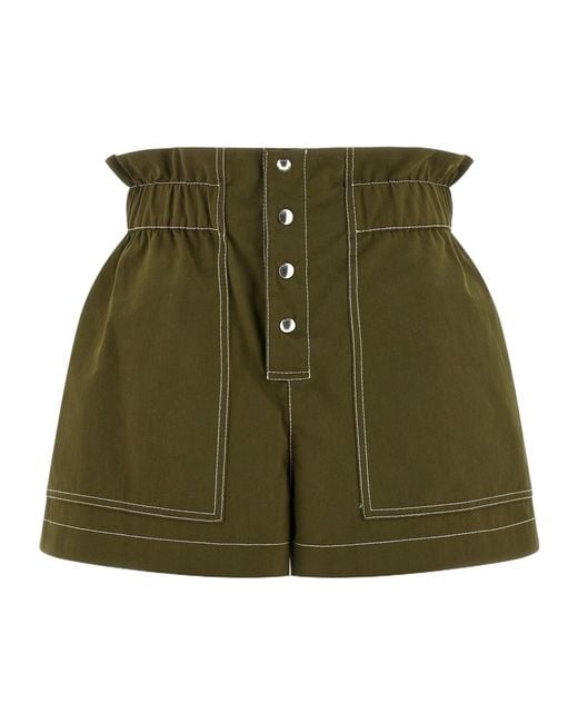 Marni Green Gabardine Contrast Stitched Shorts