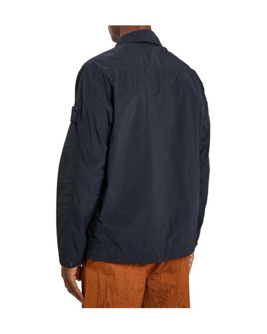 Stone Island Blue Solid-Color Long-Sleeve Shirt for men