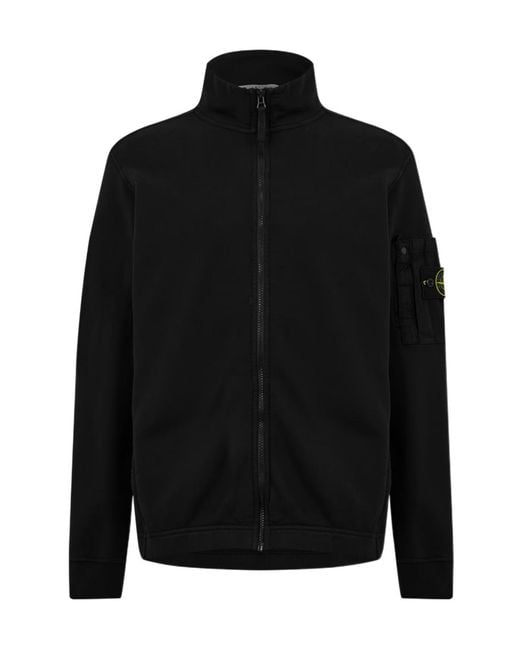 Stone Island Black Logo Zip-Up Sweatshirt for men