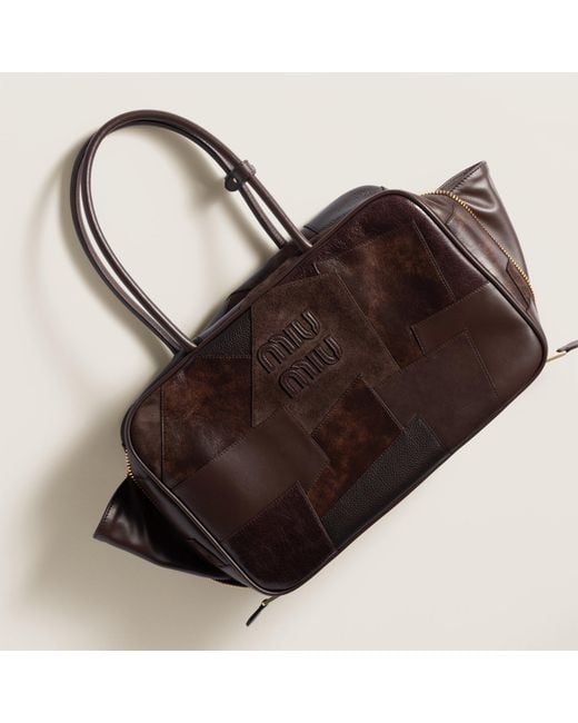 Miu Miu Brown Leather Patchwork Beau Bag
