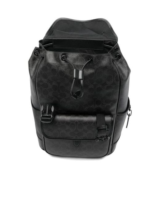 COACH Black Logo Backpack for men