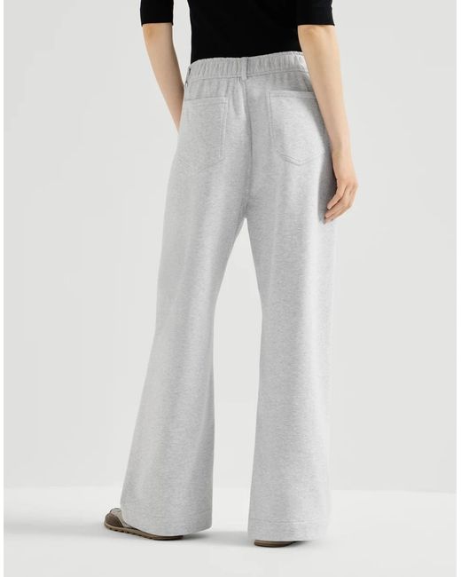 Brunello Cucinelli White Cotton Smooth French-Terry Trousers