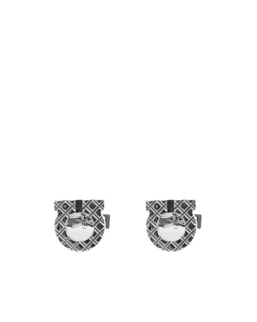 Ferragamo Metallic Ferragamo Gancini Logo Cufflinks for men