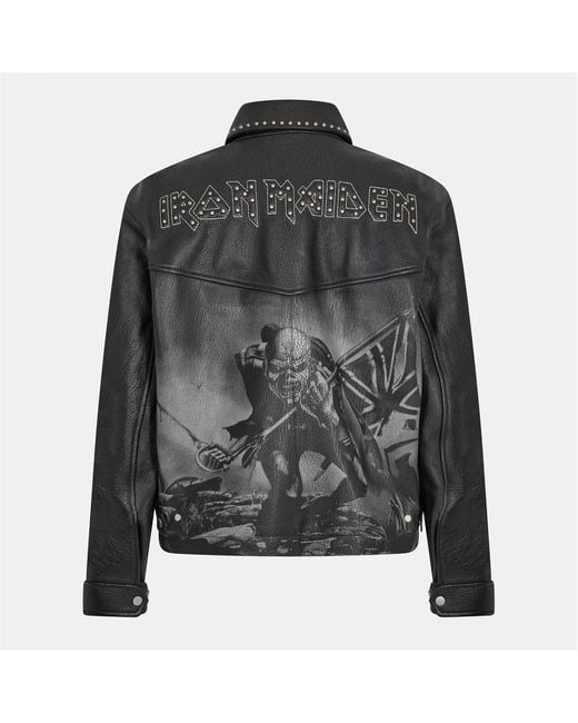 Represent Black X Iron Maiden Trooper Leather Jacket for men