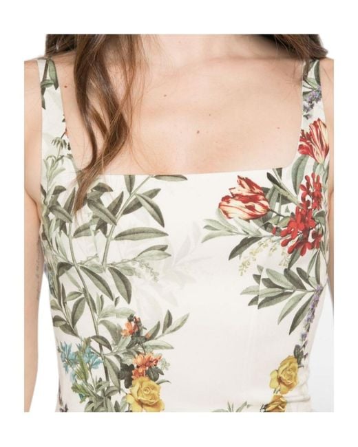 Alice + Olivia White Floral-Print Square-Neck Mini Dress