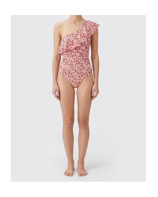 Isabel Marant Red One-Shoulder Cut-Out Swimsuit