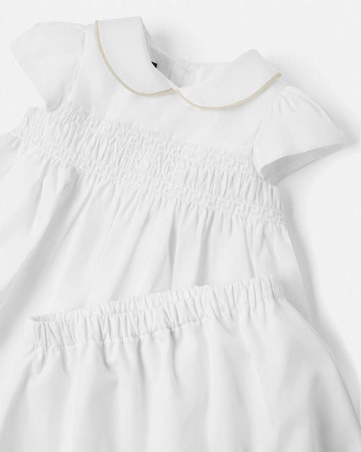Versace White Logo-Embroidered Dress