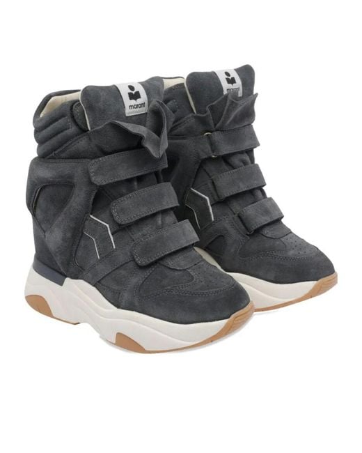 Isabel Marant Black Balskee Touch-Strap Wedge Sneakers
