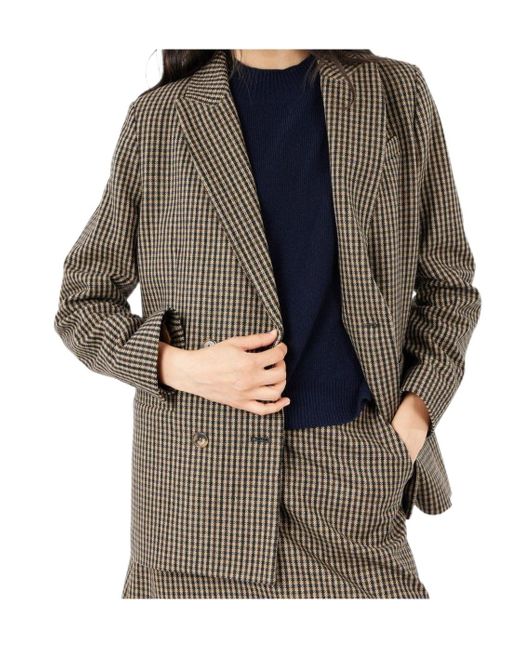 A.P.C. Brown Gingham-Check Double-Breasted Coat