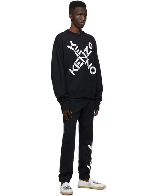 KENZO Black Sport Big X Logo Print Sweatshirt for men
